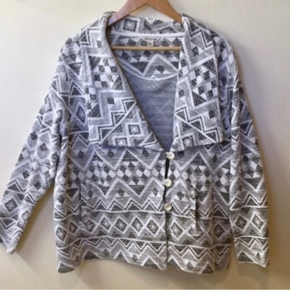 Lucky Brand Tribal Pattern Button Front Blazer Jacket Size M - Picture 3 of 13